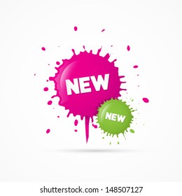 Vector Pink and Green Stickers - Stains With New Title