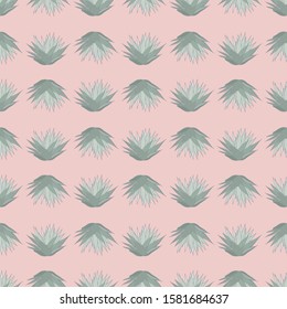 Vector pink green succulent seamless pattern print background.