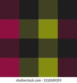 Vector pink and grey Buffalo Check Plaid Seamless Pattern illustration for printing on paper, wallpaper, covers, textiles, fabrics, for decoration, decoupage, and other.