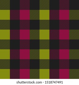 Vector pink and grey Buffalo Check Plaid Seamless Pattern illustration for printing on paper, wallpaper, covers, textiles, fabrics, for decoration, decoupage, and other.