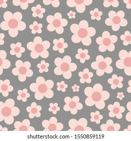 Vector pink and grey floral seamless pattern background. Perfect for fabric, scrapbooking, wallpaper projects.