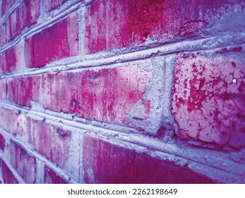 Vector pink grunge background, gradient blue dark texture of an old brick wall. UHD 4K wallpaper. For screen, desktop, website design, overlay, stencil, banner, stylization and polygraph