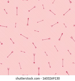 Vector Pink hand drawn arrows Seamless Pattern for Valentines Day