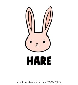 Vector pink hare icon, little rabbit logo on white background. Cute anime hare.
Pink head animal.