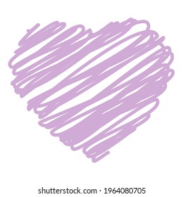 vector del corazón rosado en estilo doodle.Elemento aislado sobre fondo blanco
