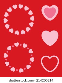 Vector Pink Heart Element Set