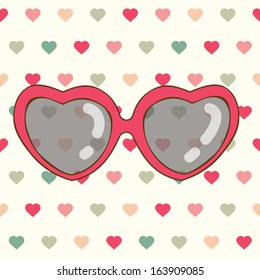 Vector Pink Heart Glasses.