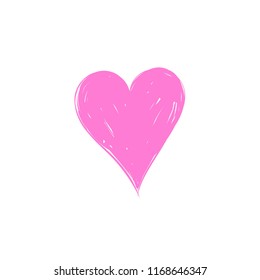 Vector pink heart. Hand drawn