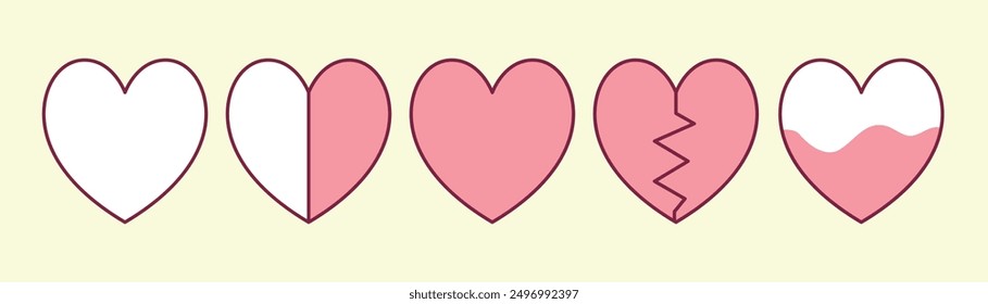 Vector pink heart icons set