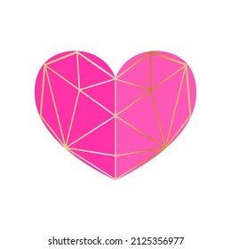 Vector pink heart in a modern geometric style. Vector illustration for your graphic design. Geometric Logo In The Shape Of A Heart. Design elements for Valentine's Day. 