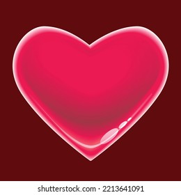 Vector pink heart on red background.