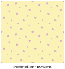 Vector - Pink heart on yellow background. Pastel color. Seamless pattern. Can be use valentine's day, Happy birthday, invitation, fabric or create any card.