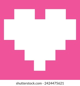 corazón rosa vector con icono de estilo de píxel
