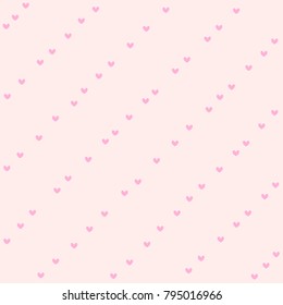 Vector pink heart seamless pattern line doodle background