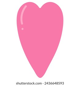 Vector pink heart shape emoticon on white background. Glossy funny cartoon Emoji icon. Valentine´s Day card