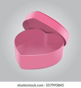 Vector Pink Heart Shape Opened Box