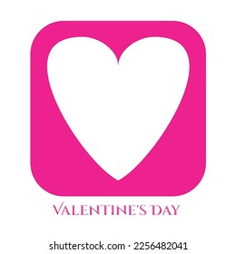 Forma de corazón rosa vectorial con texto de San Valentín aislado en fondo blanco. Concepto del Día de San Valentín