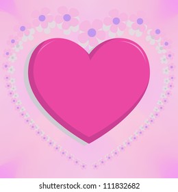 vector pink heart trough flowers