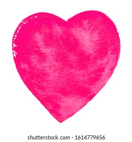 Vector pink heart watercolor paint texture isolated on white for Valentines day design