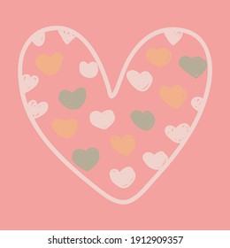 Vector pink hearts for love collection. wedding heart