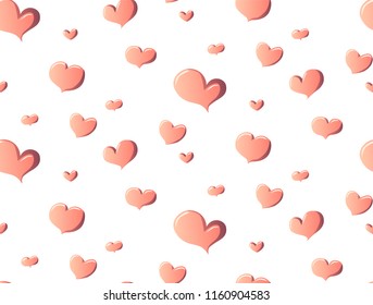 Vector pink hearts seamless  pattern