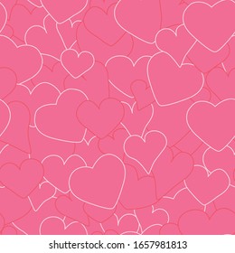Vector pink hearts seamless pattern background. Ideal for fabric, wallpaper, bedding, packaging, scrapbooking, clothes, design projects