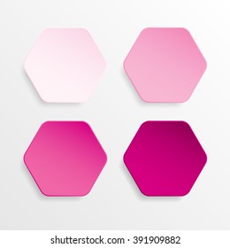 Vector. Pink Hexagon Button On White Background.