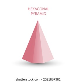 Vector pink hexagonal pyramid with gradients and shadow for game, icon, package design, logo, mobile, ui, web, education. 3d hexagon on a white background. Geometric figures for your design.