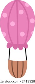 Globo de aire caliente rosa vector. Transporte aéreo con temática de cuento de hadas. Elemento de diseño de transporte mágico
