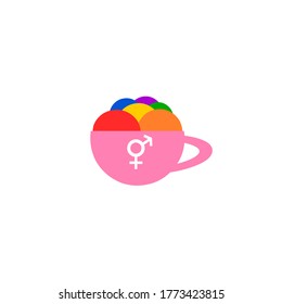 Vector Pink Hot Cup And Milk Foam In Tone LGBT Color On White