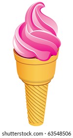 Vector Pink Ice Cream Cone Stock Vector (Royalty Free) 63548506 ...