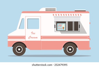 Vector pink ice cream truck