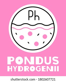 vector pink illustration of a ph balance of skin and water, beauty and health
