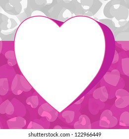 Vector pink Invitation card. White lace applique on pink or white background.