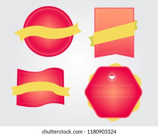 Vector pink label with ribbon