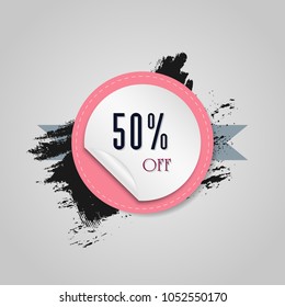 Vector Pink label sticker of discount offer