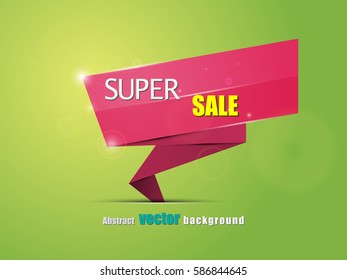 Vector pink labels on a green background, illustration.