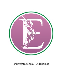 Vector Pink Landscape Leaf Letter E Logo