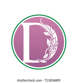 Vector Pink Landscape Leaf Letter D Logo