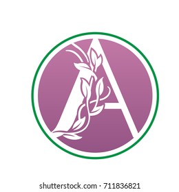 Vector Pink Landscape Leaf Letter A Logo