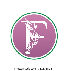Vector Pink Landscape Leaf Letter F Logo