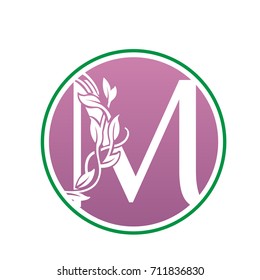 Vector Pink Landscape Leaf Letter M Logo