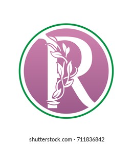 Vector Pink Landscape Leaf Letter R Logo