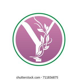 Vector Pink Landscape Leaf Letter Y Logo