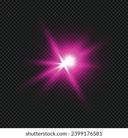 Vector pink lens flare transparent isolated.