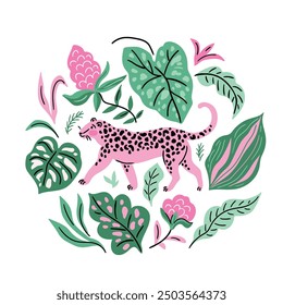 Vector leopardo rosa 