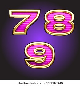 Vector pink letters with gold