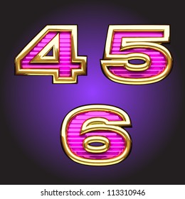 Vector pink letters with gold