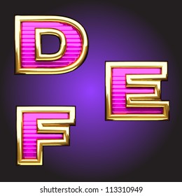 Vector pink letters with gold