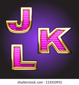 Vector pink letters with gold